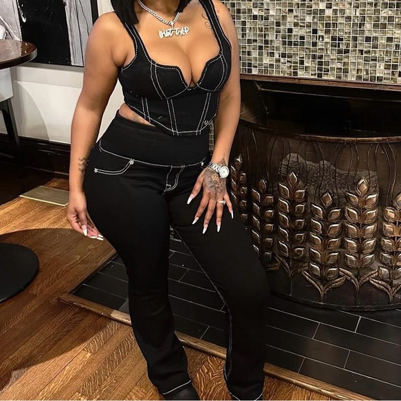 True Religion Black Straight Leg Jumpsuit - Picture 1 of 2